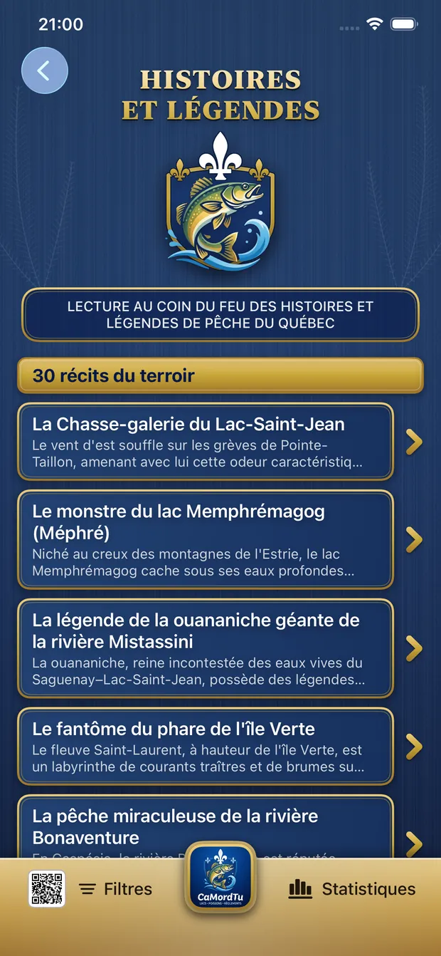 Liste des histoires et légendes