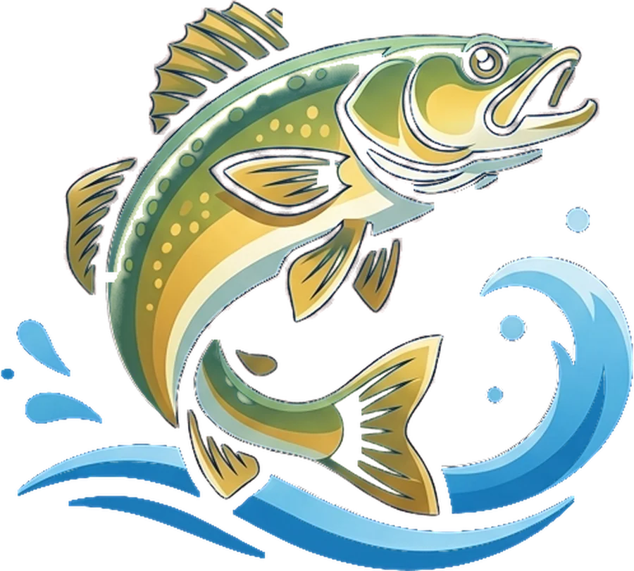 Walleye leaping out of the water