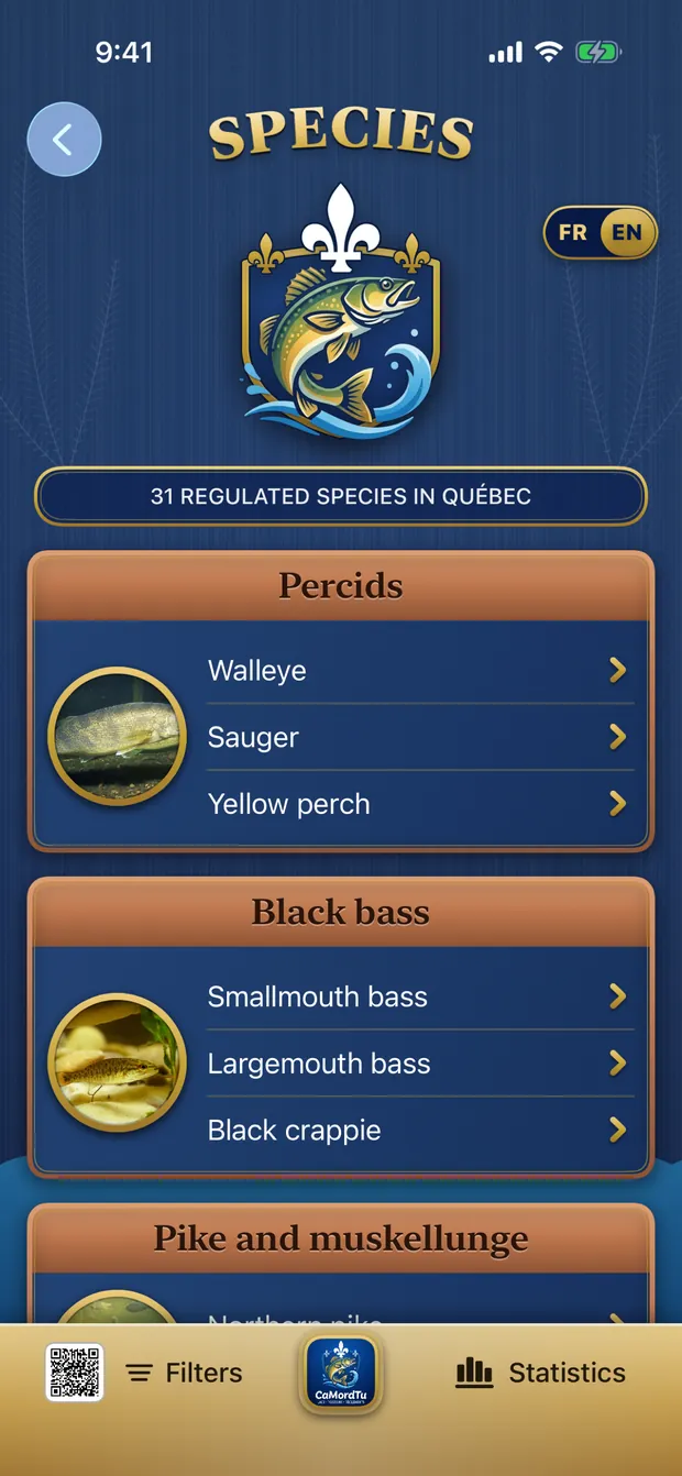 Regulated species list