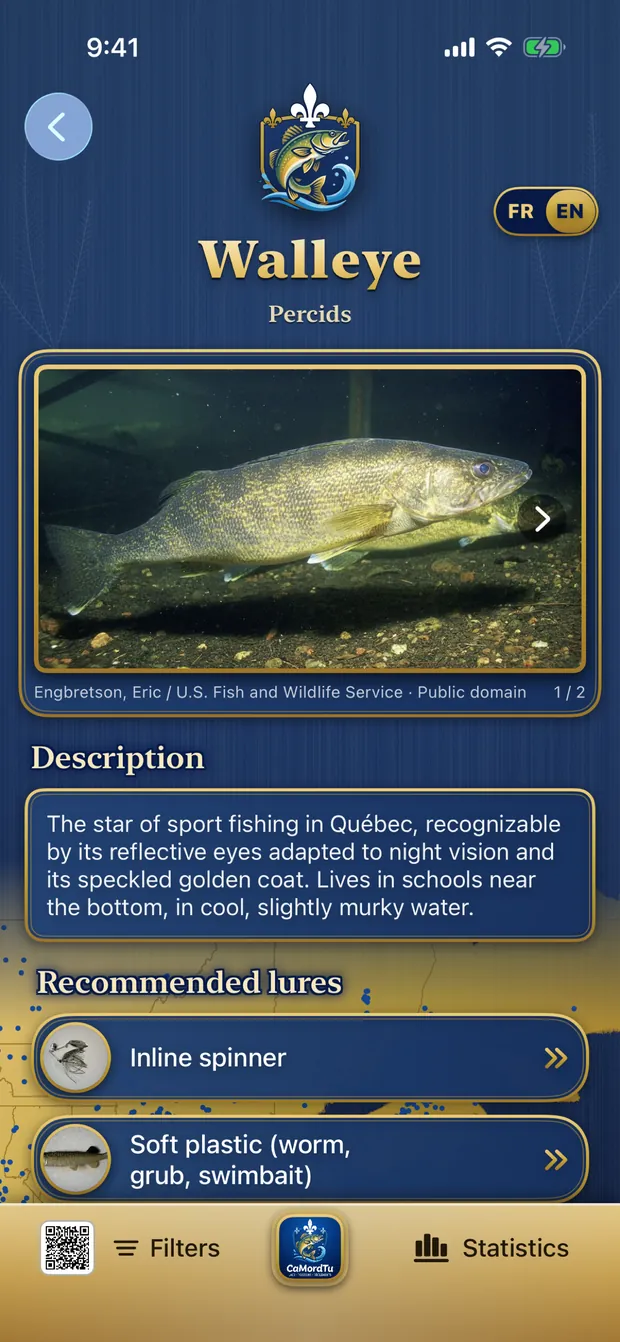 Walleye species sheet in CaMordTu